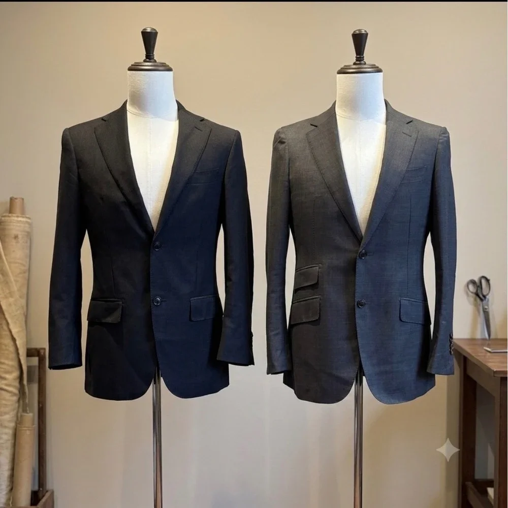 Lot 2 SuitSupply Sienna Blazer 34R Charcoal Grey Wool Vitale Barberis Canonico